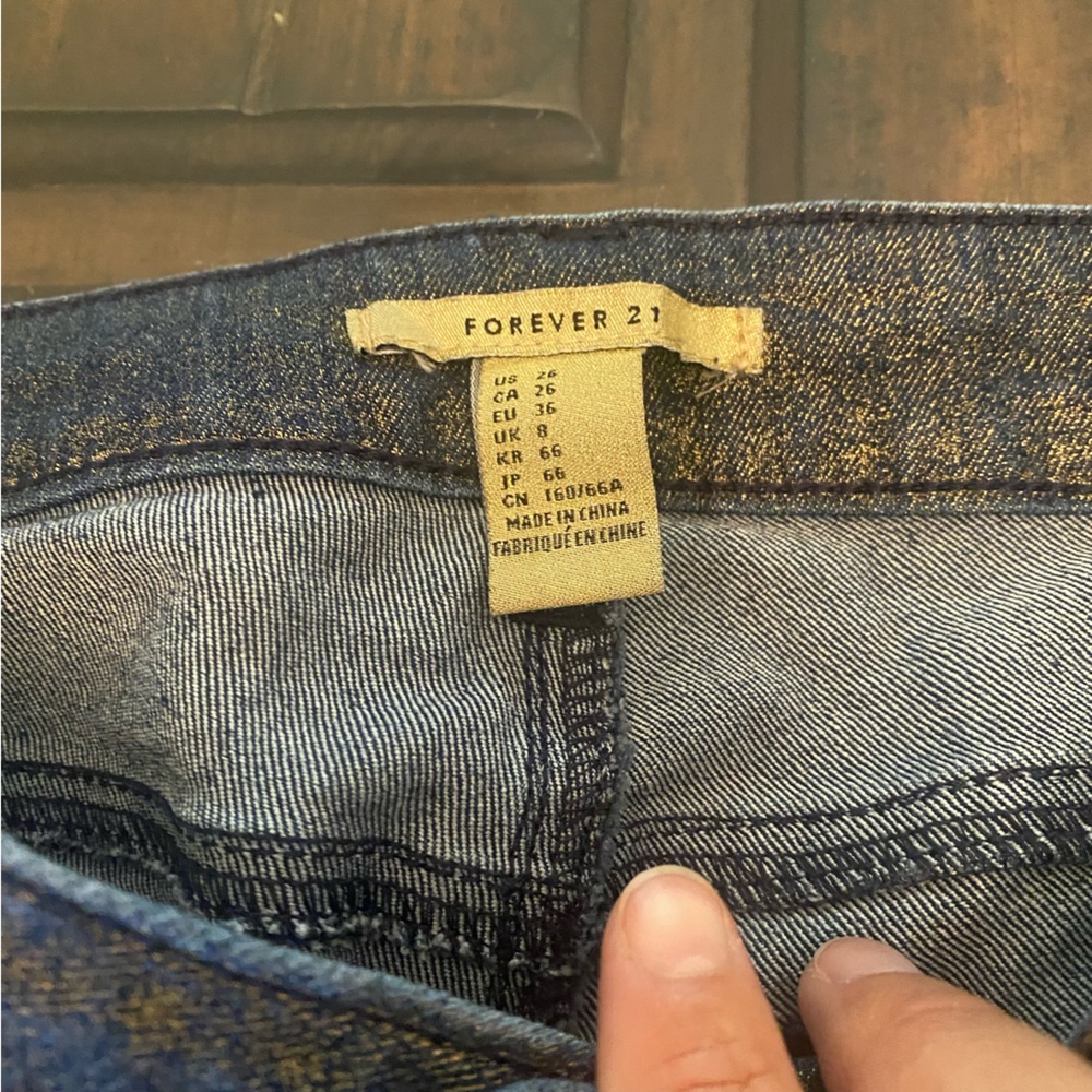 Forever21 Metallic Golden Denim jeans size 26 - Picture 4 of 15